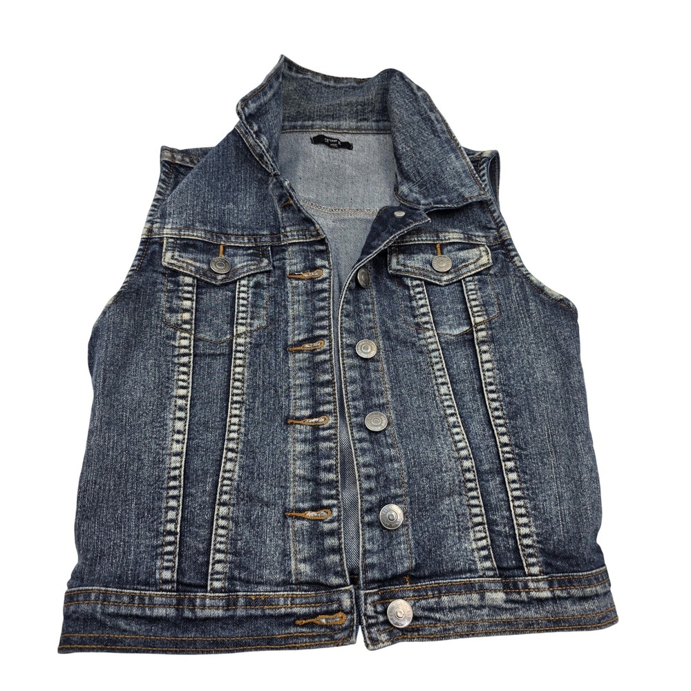 Chiqle Denim Architect Women Small Blue Jean Vest Dark Wash‎ CY6251DS T2